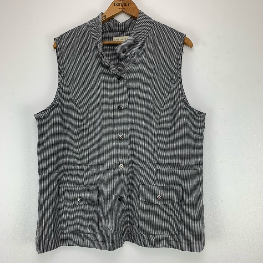 Appleseed's black & white mini check Button-Up Vest